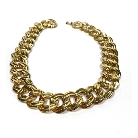 Necklace Gold Tone Metal Double Linked Chain Gold Tone 17”